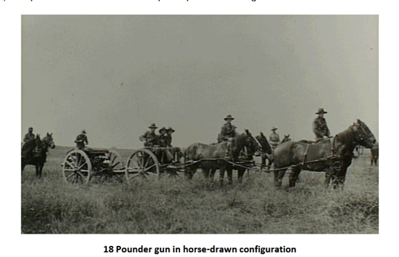 18 Pounder gun in horse-drawn configuration